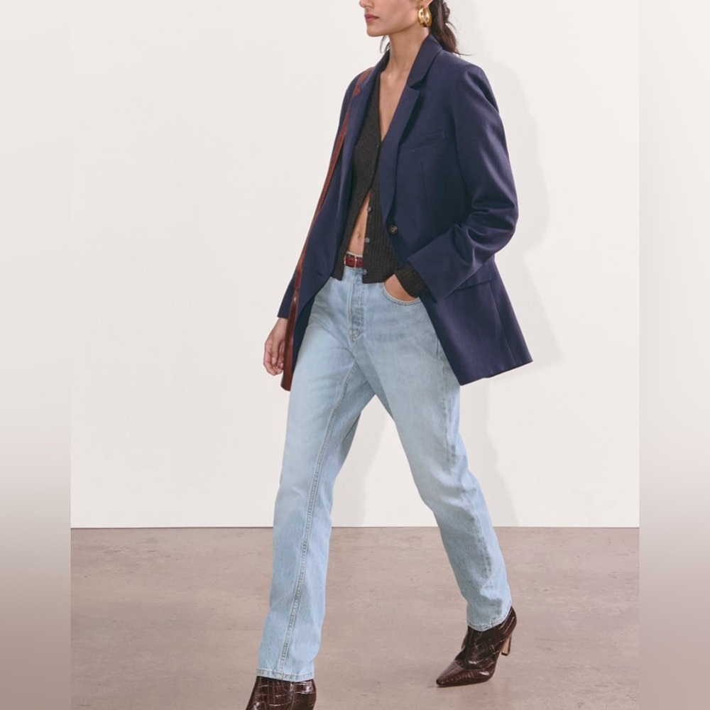 Everlane The Curvy 90s Cheeky Women’s Blue Washed Straight Jeans Size 27 NWT
